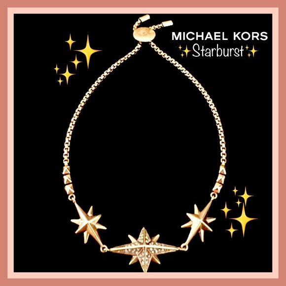 ✨MICHAEL KORS✨ Brilliance “Starburst” ✨ Pave Rose Gold Toned Slider Bracelet - Picture 1 of 5